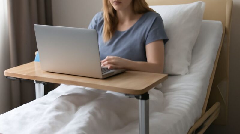 Hospital bed tray table and bedside hospital table