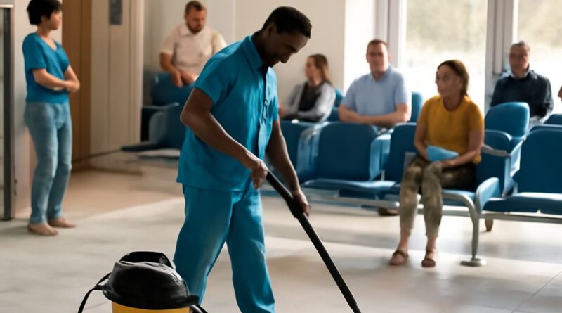 hospital grade disinfectant applied to a hospital cart